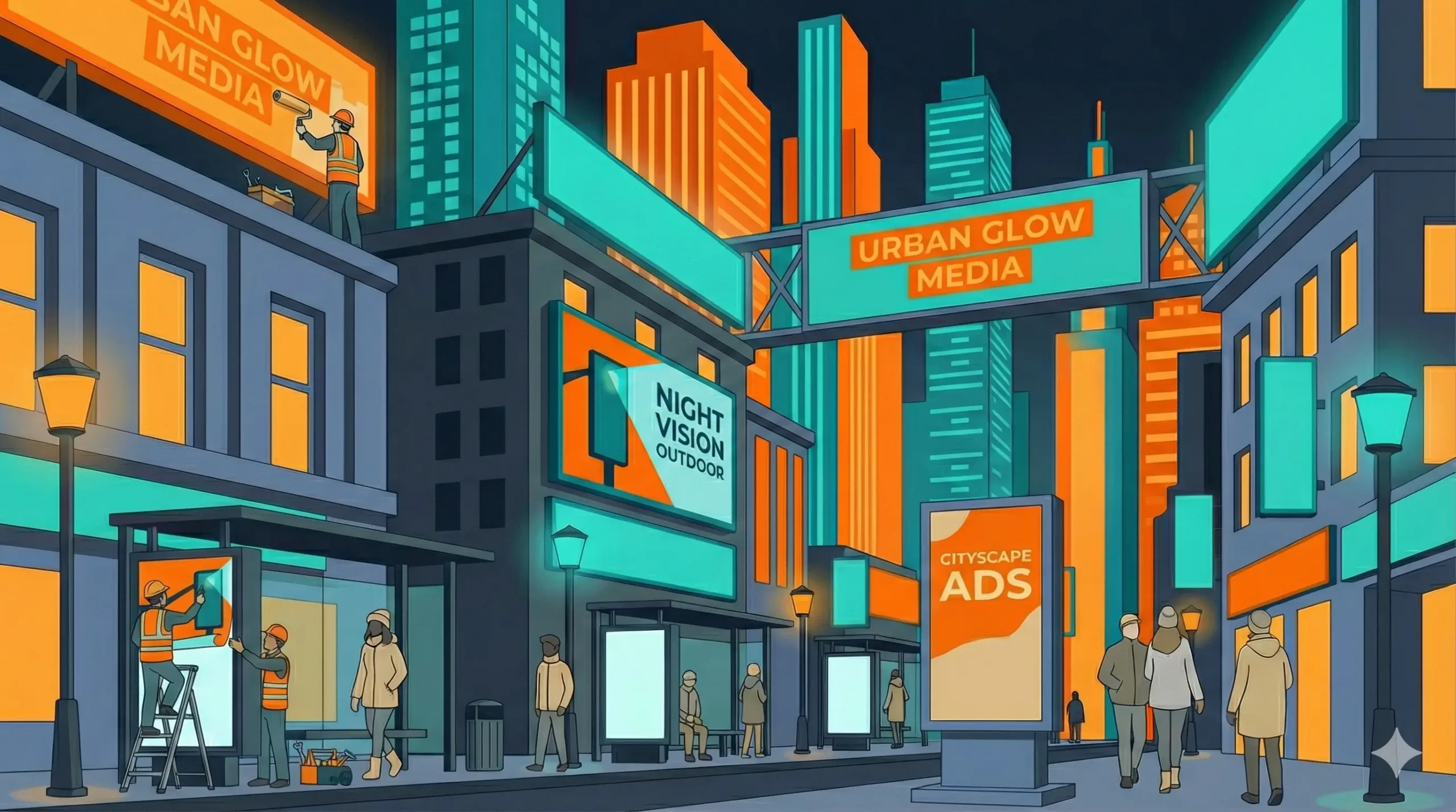 Ilustración de fabricantes de anuncios